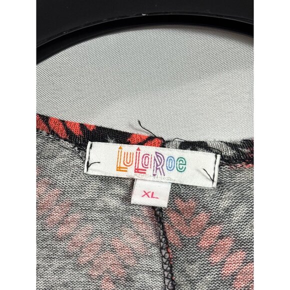 Lularoe Womens XL Chevron Open Front Duster Cardigan Orange Black Grey - Picture 3 of 5